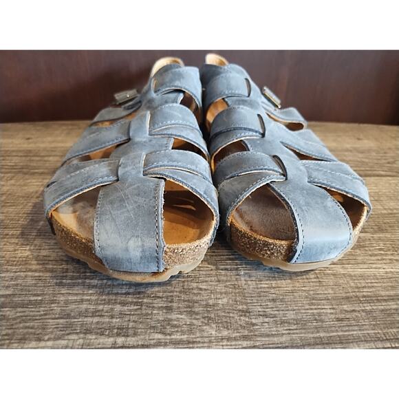 Haflinger Sandals Womens 41 10 Buckle Strap Blue Faux Leather Strappy Shoes - Picture 4 of 8